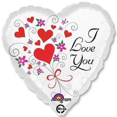 Шар 18" ILY Сердца и цветы Шар 18" ILY Сердца и цветы