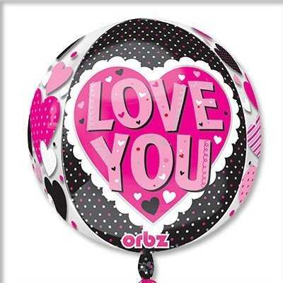 Шар 3D СФЕРА 16" ILY Розовое на черном Шар 3D СФЕРА 16" ILY Розовое на черном