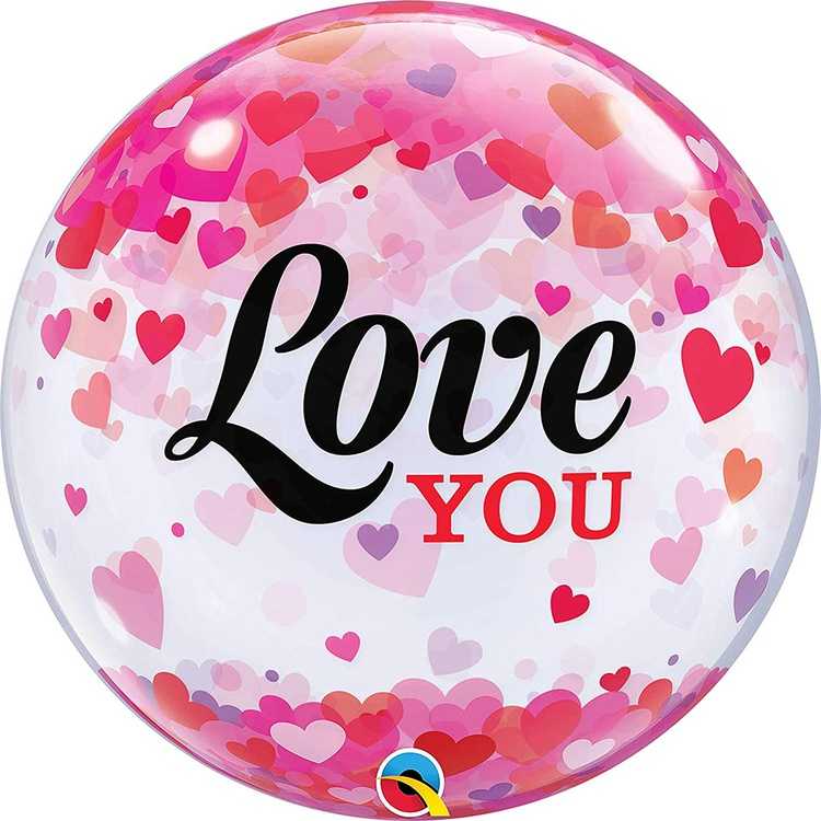Шар BUBBLE 22 LOVE YOU Конфетти сердец